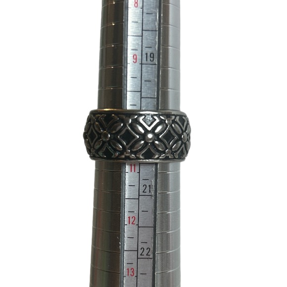 Sterling Silver and Black Ring Unisex Heavy Wide Band 925 Vintage Size 10.5 - Picture 8 of 8